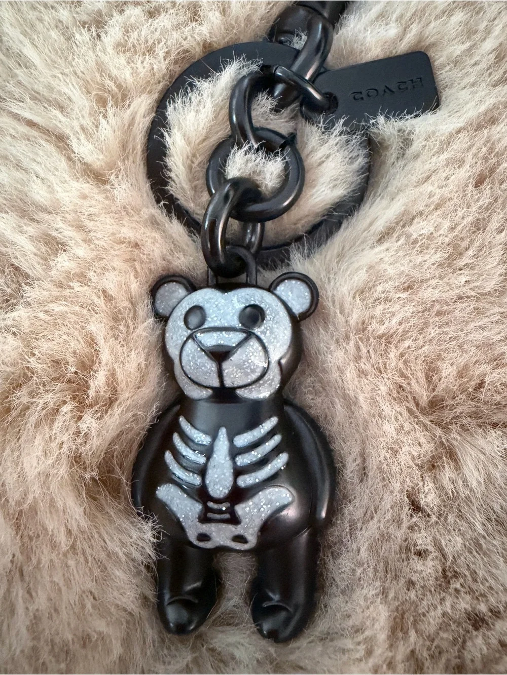 NWOT Coach Metallic Skeleton Teddy Bear Key Charm